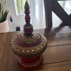 Wooden Offering Bowl Burmese Lacquered